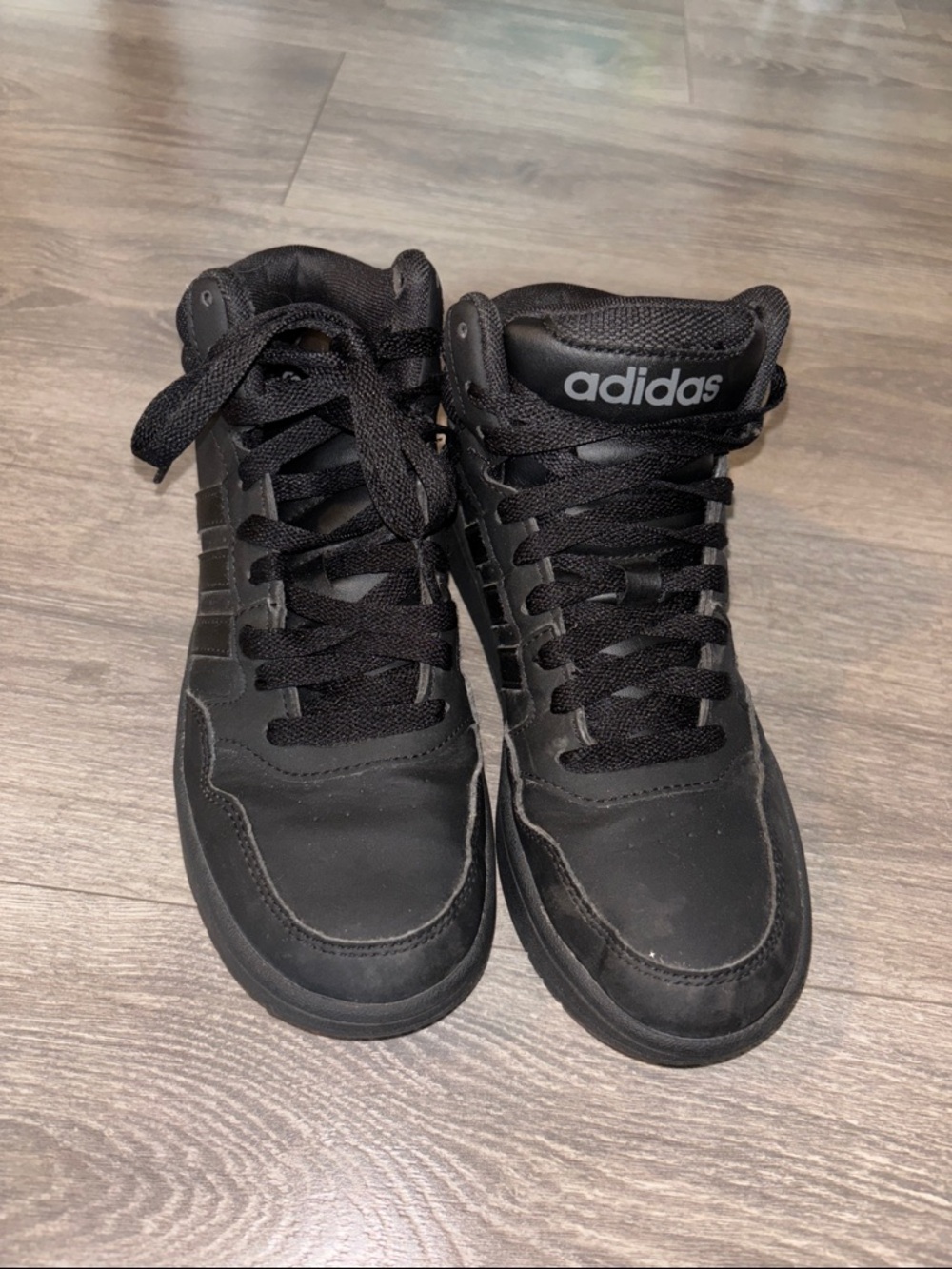 adidas Black Lace-Up High-Top Sneakers BOYS 3.5 - Picture 3 of 5